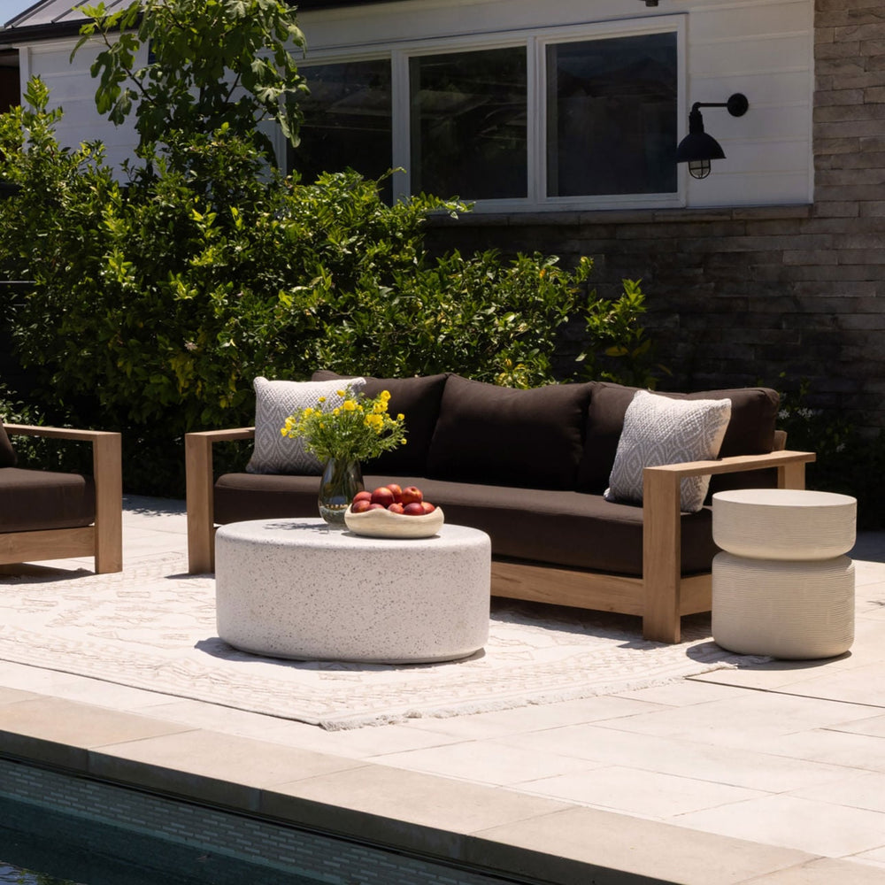 Iveta Ivory Outdoor Side Table, manufacturer lifestyle setting
