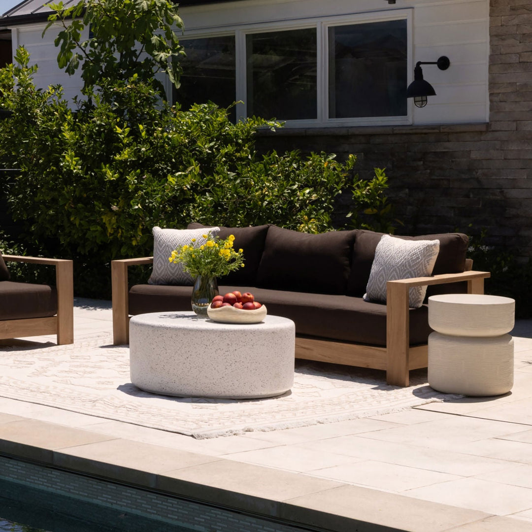 Iveta Ivory Outdoor Side Table, manufacturer lifestyle setting
