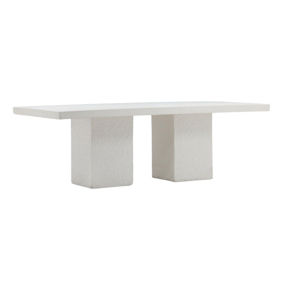 Goodland Cream Concrete Outdoor Dining Table, three-quarter studio view