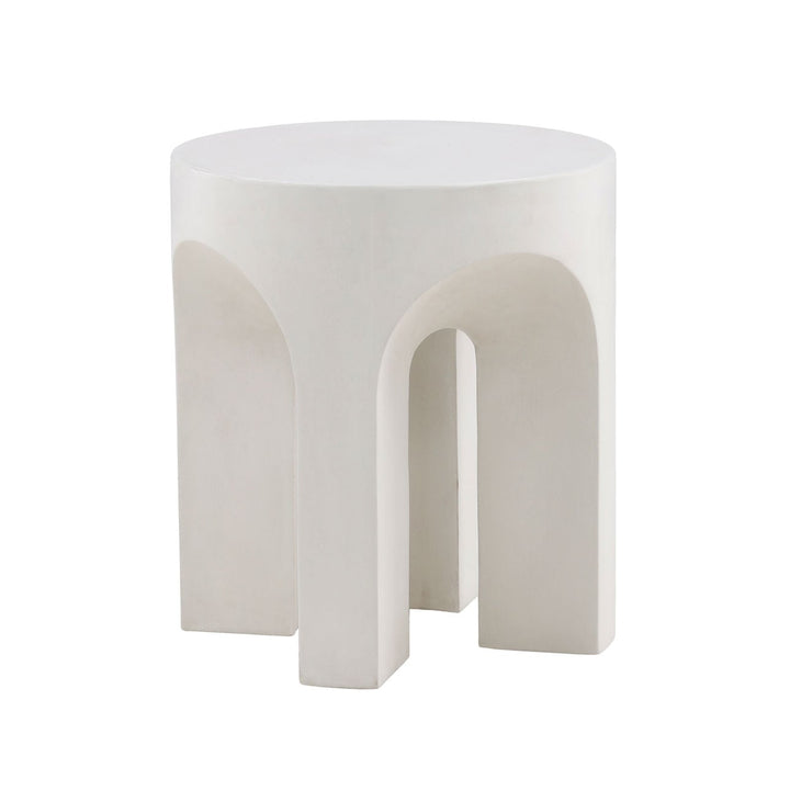 Cressa Ivory Outdoor Side Table, three-quarter studio view