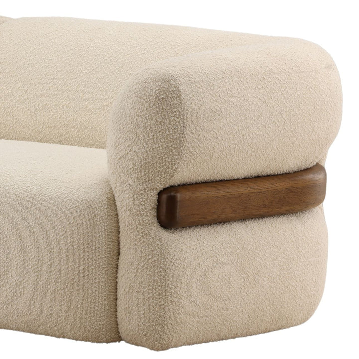 Edren Cream Boucle Oak Sofa, detail 2 view