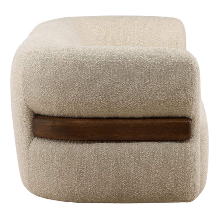 Edren Cream Boucle Oak Sofa, profile view