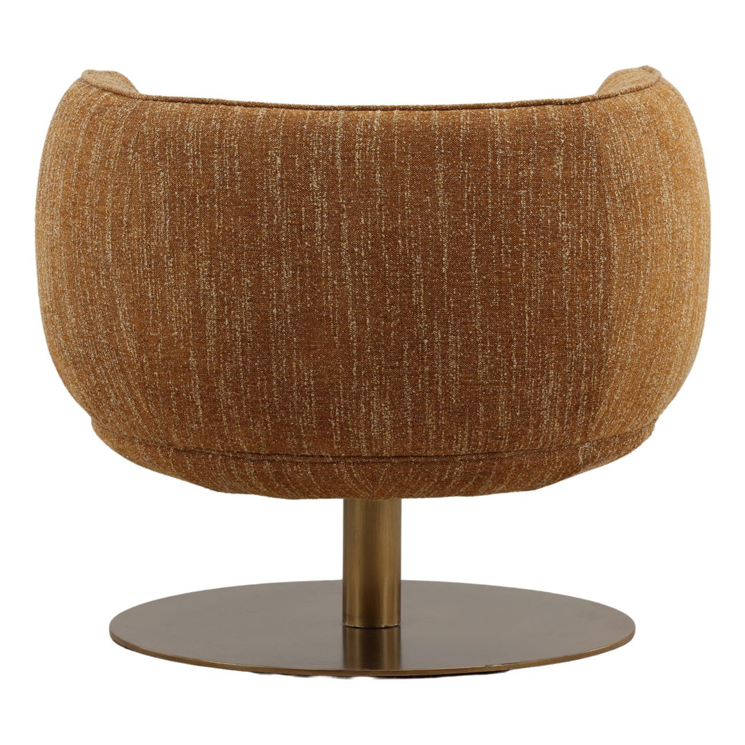 Aislin Upholstered Metal Base Swivel Chair, Mustard, back view