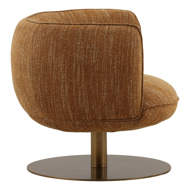 Aislin Upholstered Metal Base Swivel Chair, Mustard, profile view