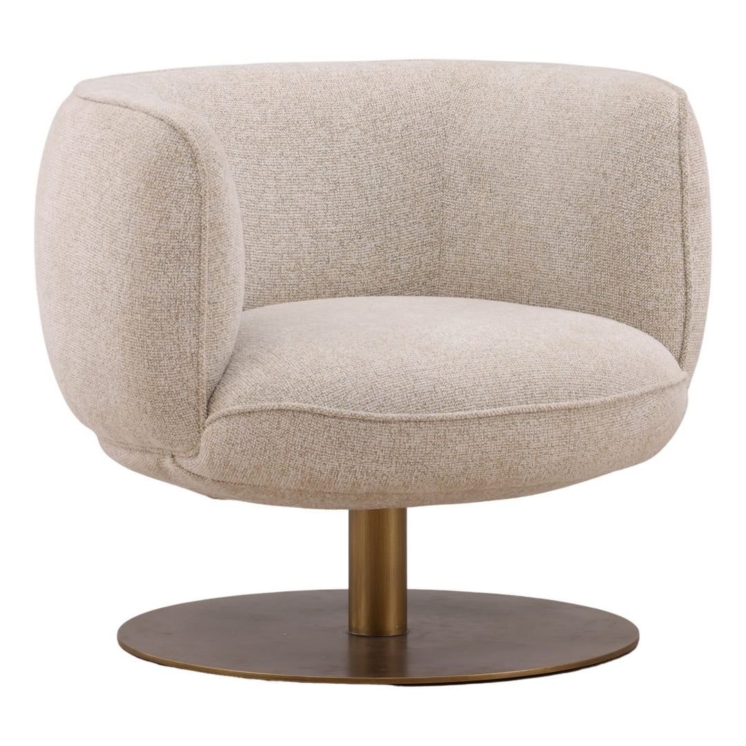 Aislin Upholstered Metal Base Swivel Chair, Oatmeal, three-quarter studio view