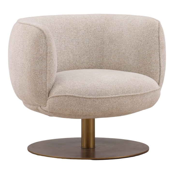 Aislin Upholstered Metal Base Swivel Chair, Oatmeal, three-quarter studio view