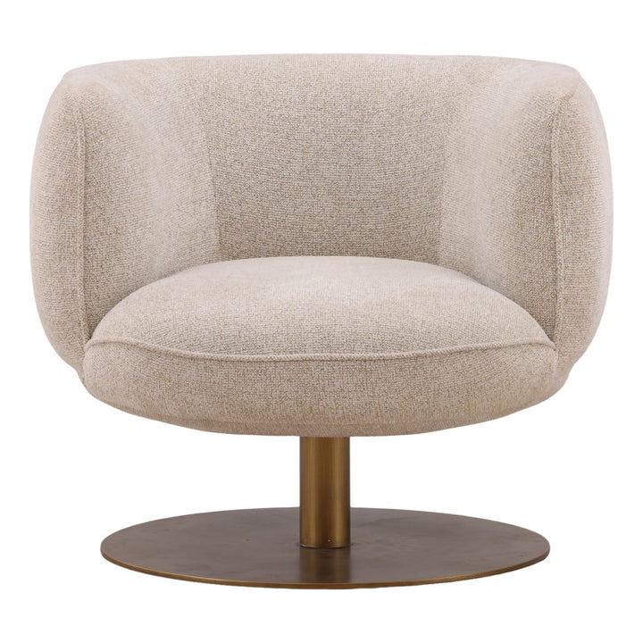 Aislin Upholstered Metal Base Swivel Chair, Oatmeal, front view