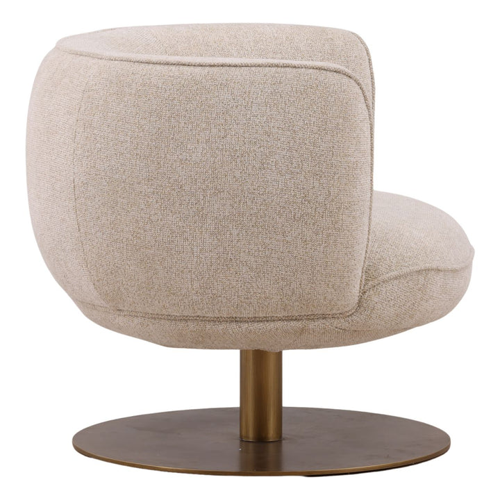 Aislin Upholstered Metal Base Swivel Chair, Oatmeal, profile view