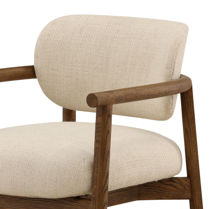 Zedrin Sand Upholstered Oak Lounge Chair, detail 2 view