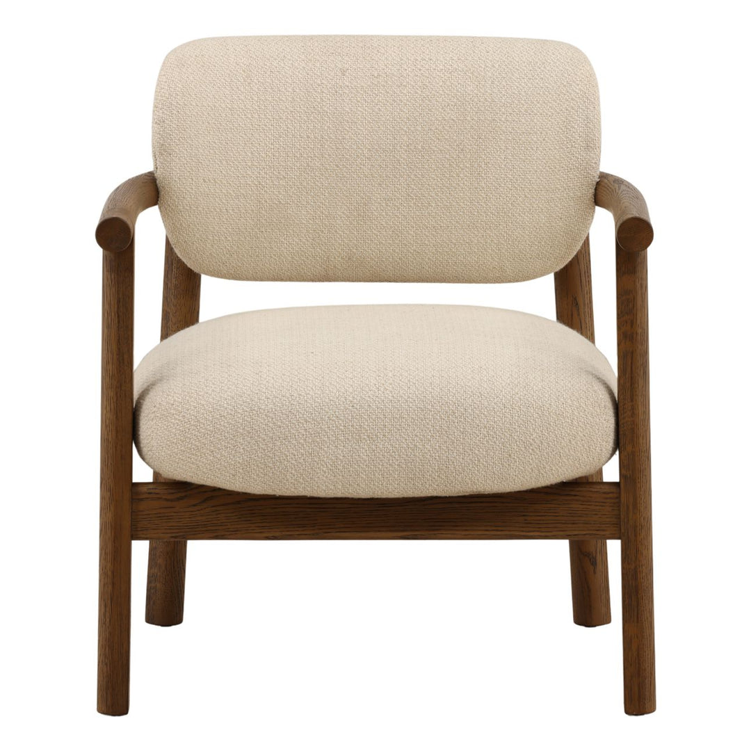 Zedrin Sand Upholstered Oak Lounge Chair, front view