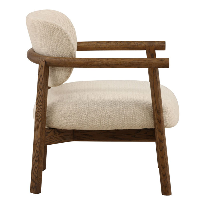 Zedrin Sand Upholstered Oak Lounge Chair, profile view