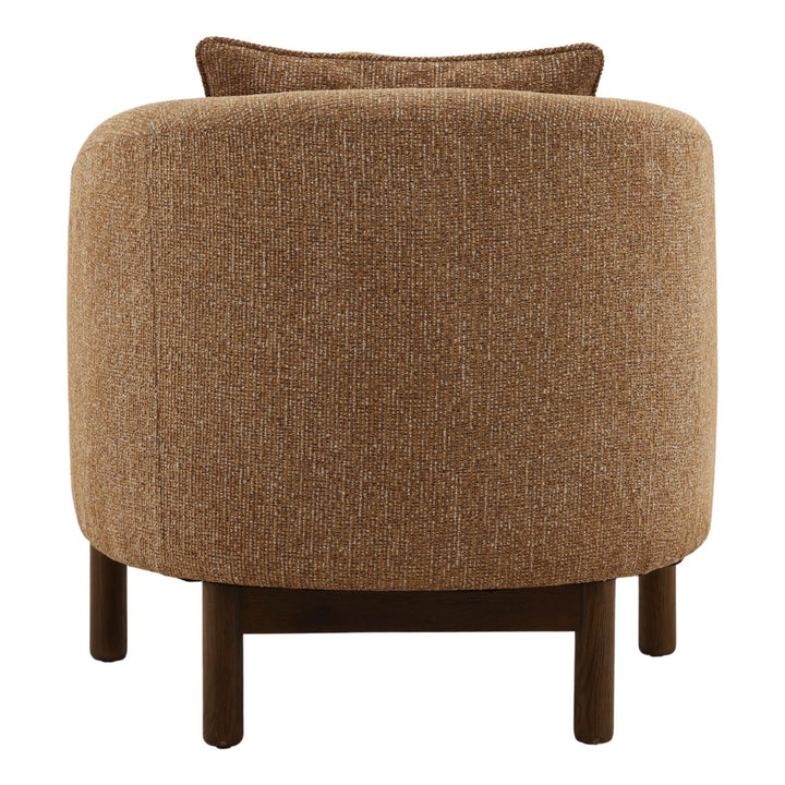 Rimell Brown Chenille Oak Veneer Lounge Chair, back view