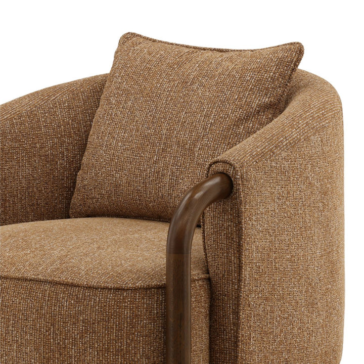 Rimell Brown Chenille Oak Veneer Lounge Chair, detail 2 view