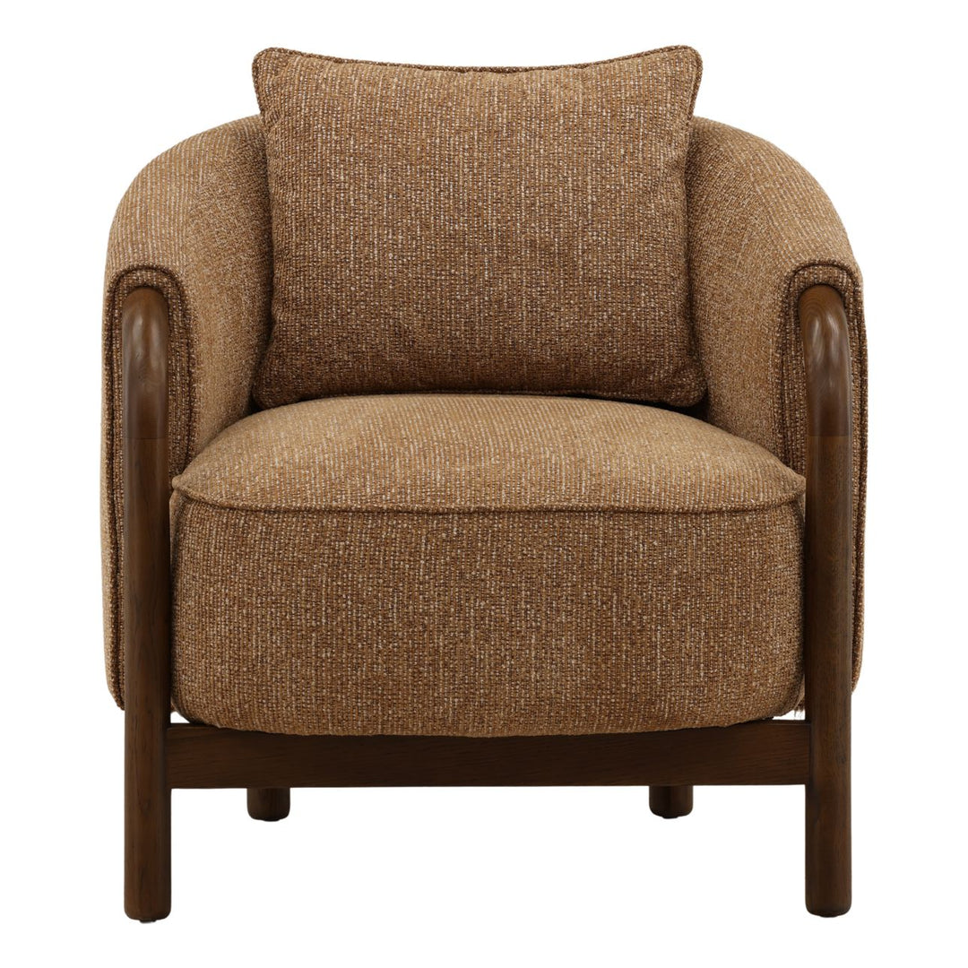 Rimell Brown Chenille Oak Veneer Lounge Chair, front view