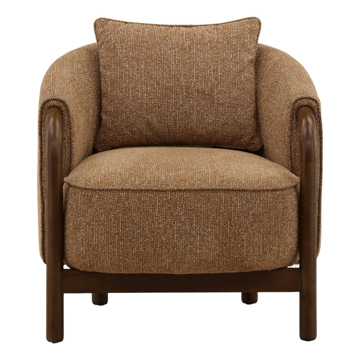 Rimell Brown Chenille Oak Veneer Lounge Chair, front view