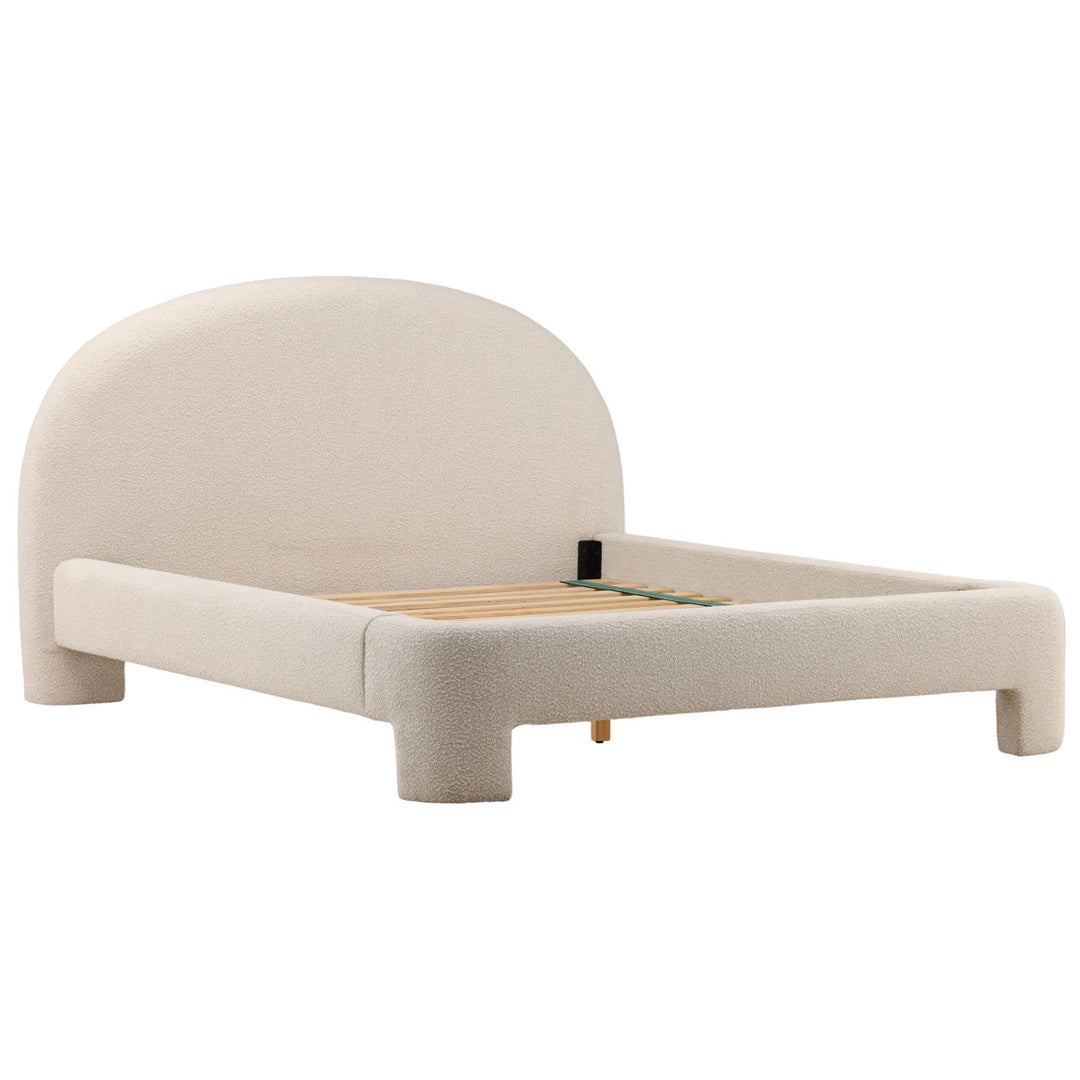 Amira Cream Performance Boucle Bed, Eastern King, back three quarter view