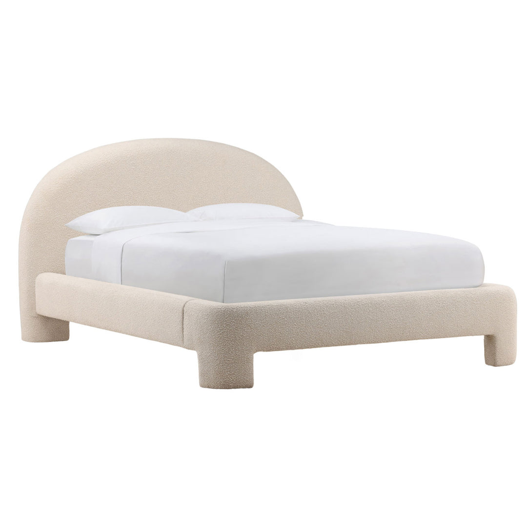 Amira Cream Performance Boucle Bed, Eastern King, three-quarter studio view