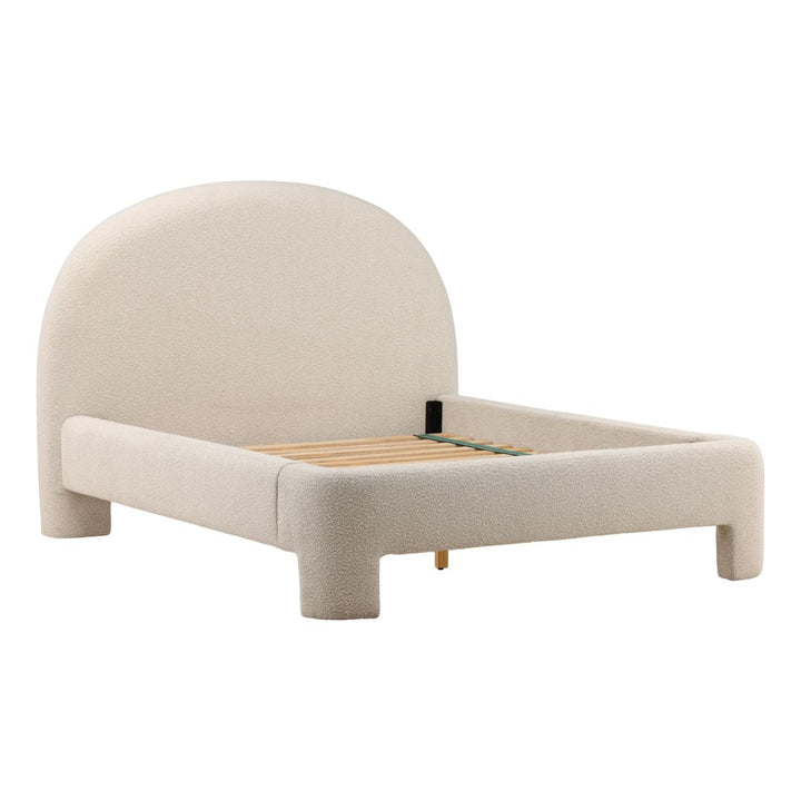 Amira Cream Performance Boucle Bed, Queen, back three quarter view
