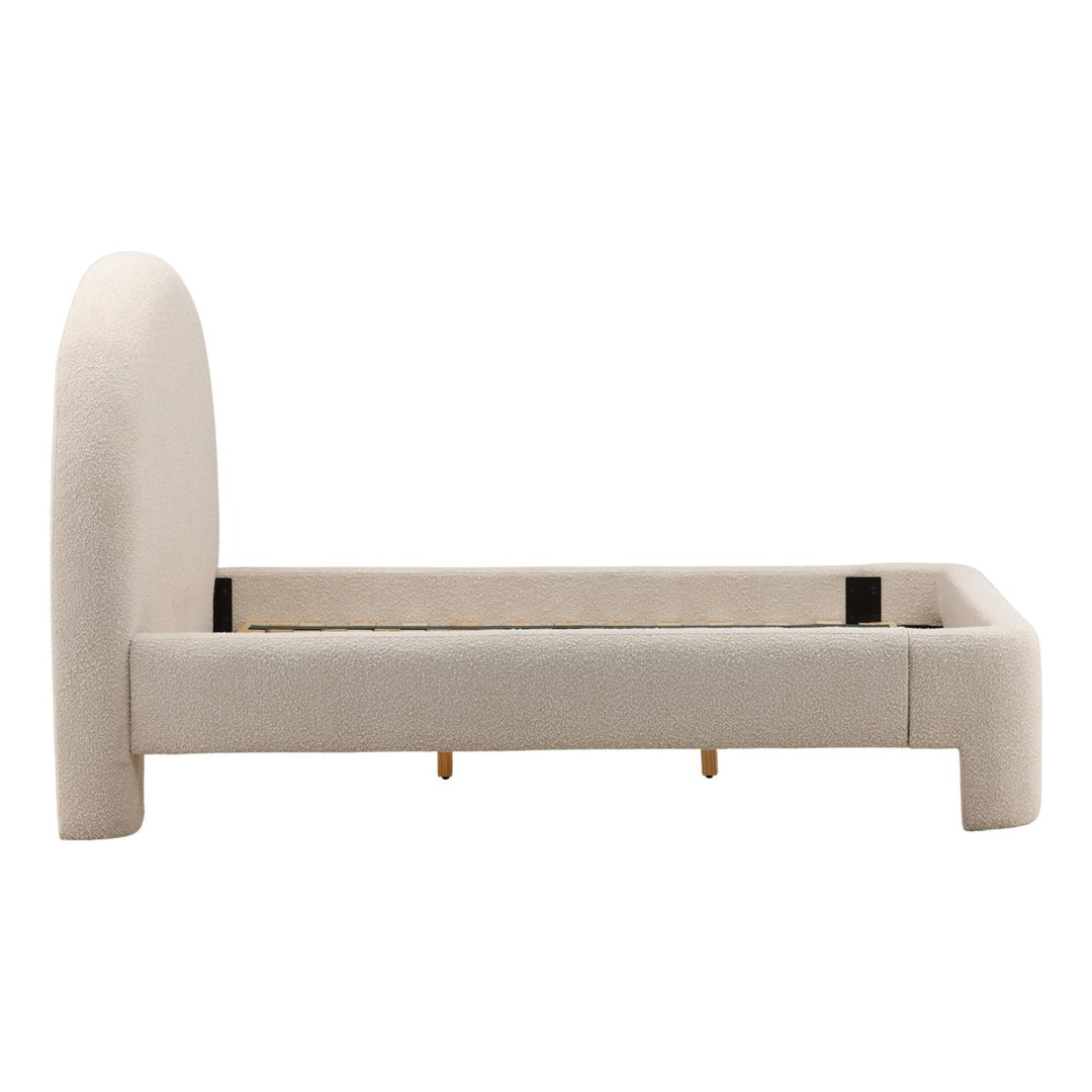 Amira Cream Performance Boucle Bed, Queen, profile view