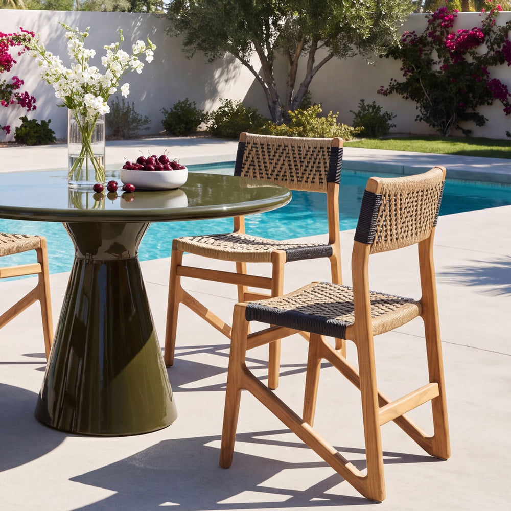 Avery Olive Concrete Outdoor Dining Table, lifestyle view
