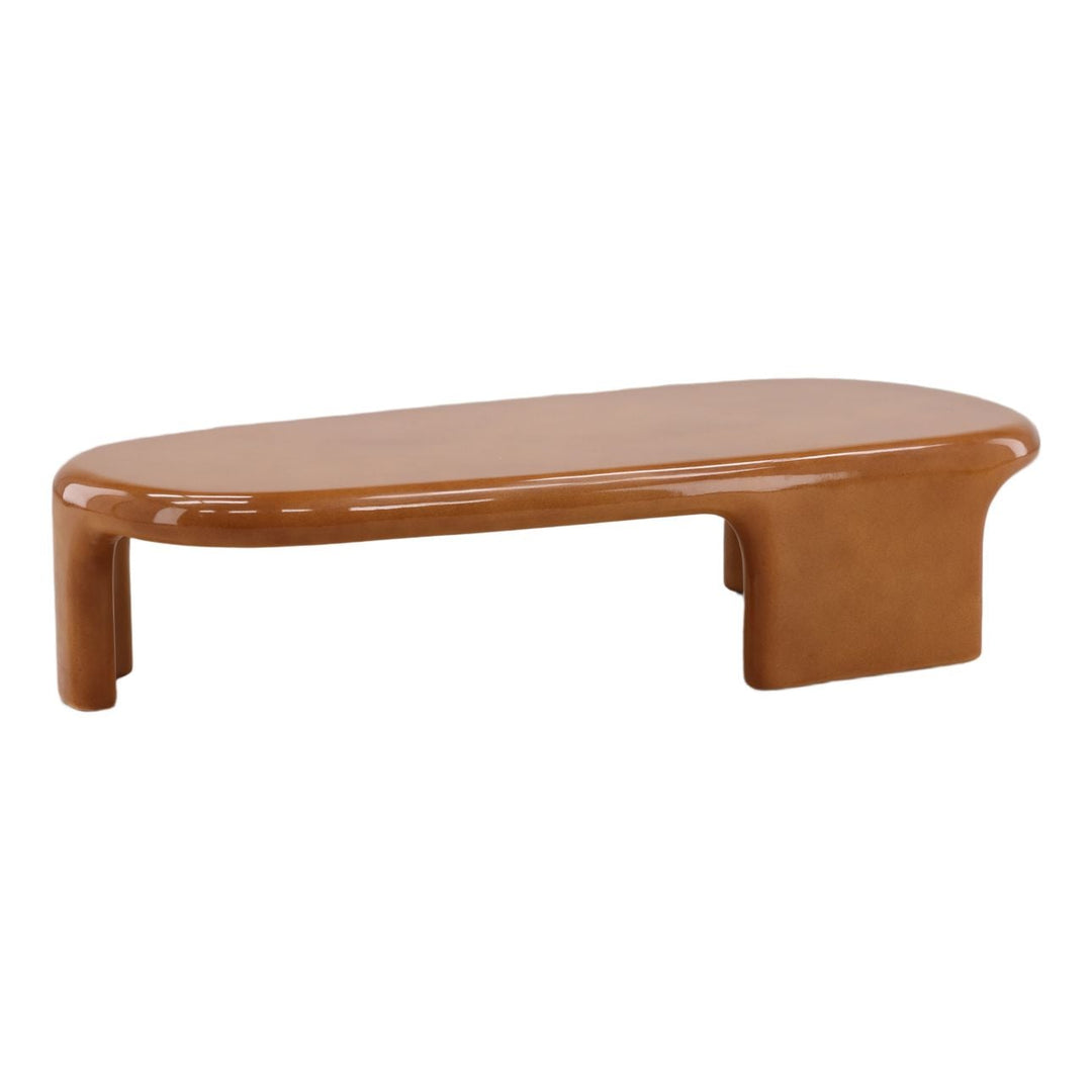Kiera Ochre Concrete Coffee Table, three-quarter studio view
