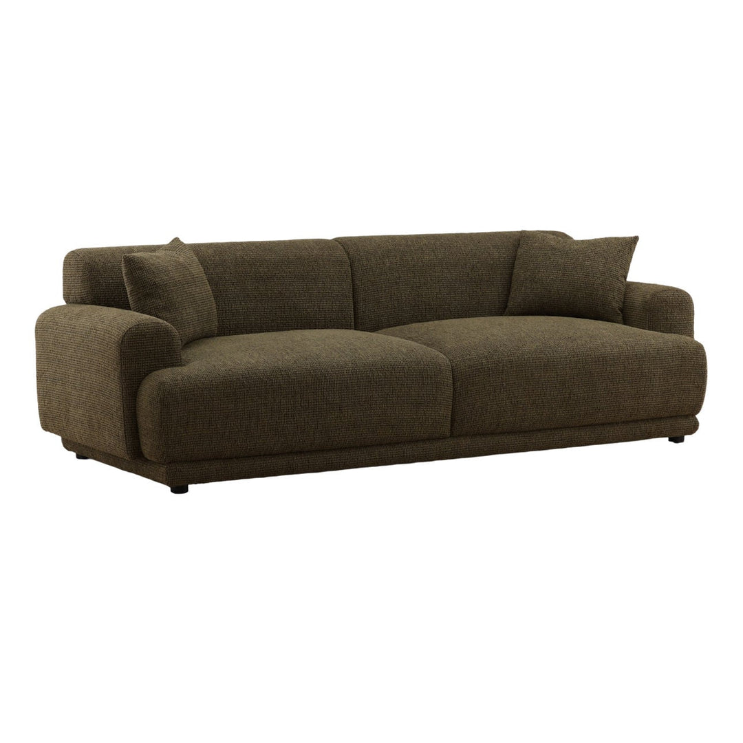 Trinelle Green Chenille Sofa, three-quarter studio view