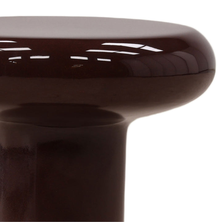 Kora Gloss Concrete Side Table, Burgundy, detail 2 view