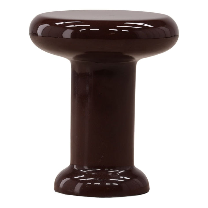 Kora Gloss Concrete Side Table, Burgundy, three-quarter studio view
