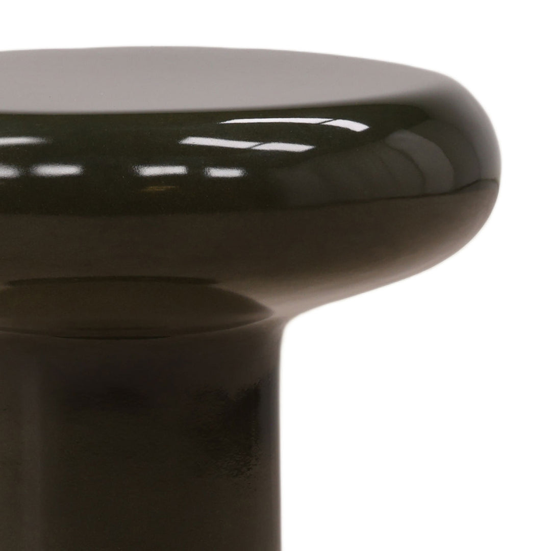 Kora Gloss Concrete Side Table, Olive, detail 2 view