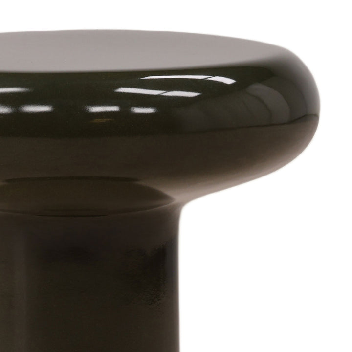 Kora Gloss Concrete Side Table, Olive, detail 2 view