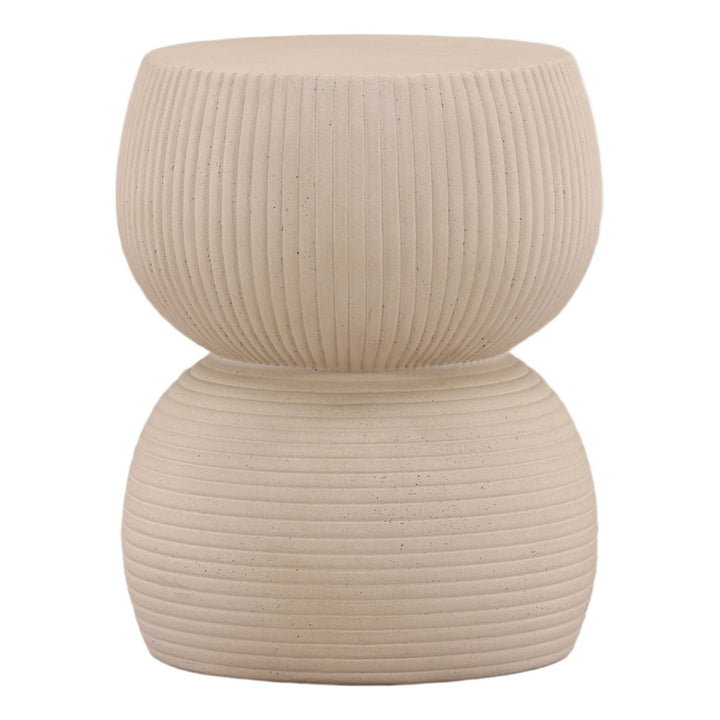 Sora Off-White Outdoor Side Table, three-quarter studio view