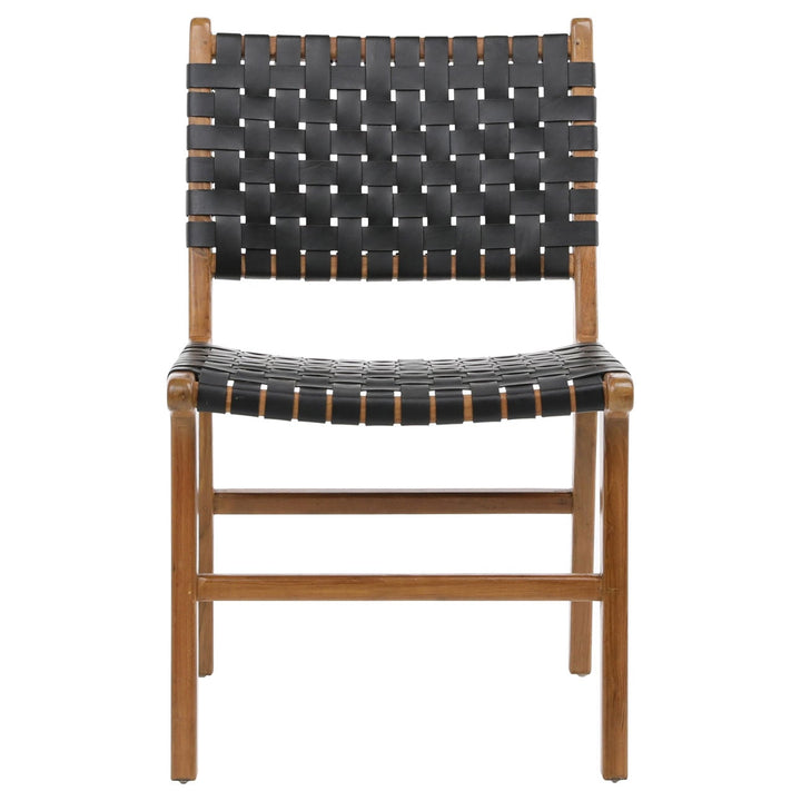Dalen Woven Leather Dining Chair, front view