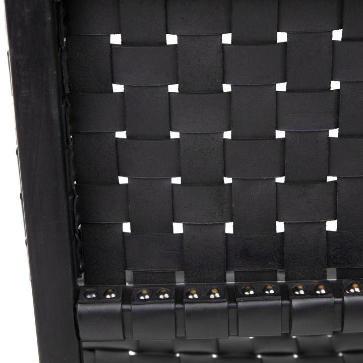 Dalren Leather Teak Counter Stool, Black Leather / Black Frame, detail 1 view