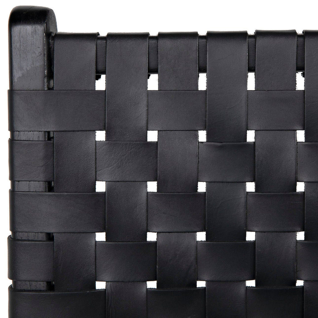 Dalren Leather Teak Counter Stool, Black Leather / Black Frame, detail 3 view