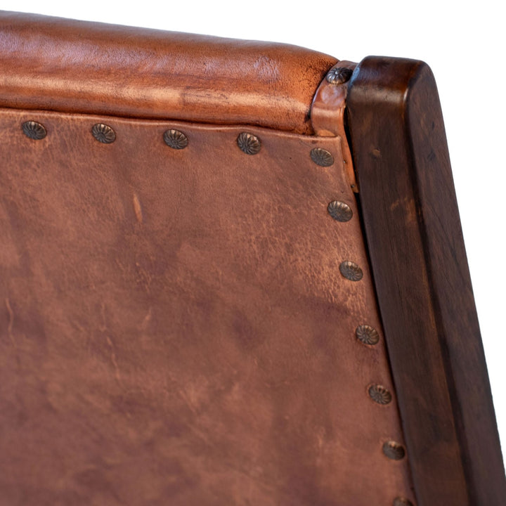 Gideon Leather and Teak Lounge Chair, detail 2 view