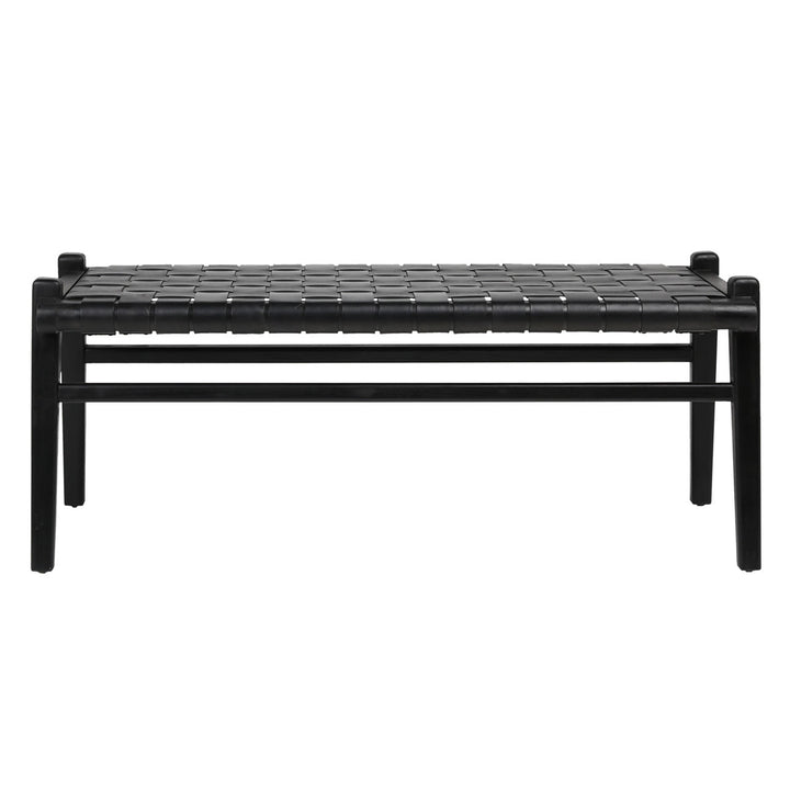 Salem Woven Leather Bench, front view
