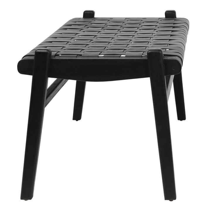 Salem Woven Leather Bench, profile view