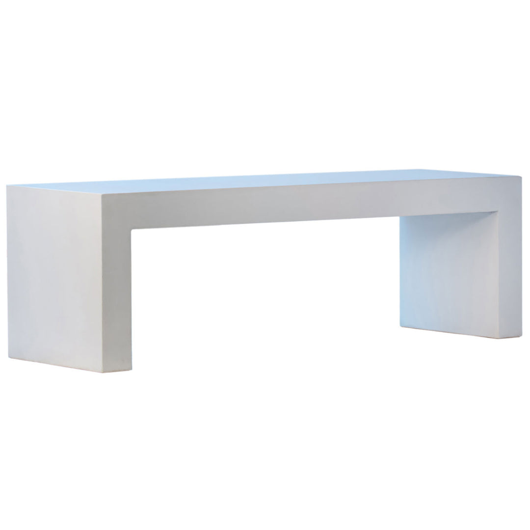 Blake Concrete Outdoor Bench, back three quarter view