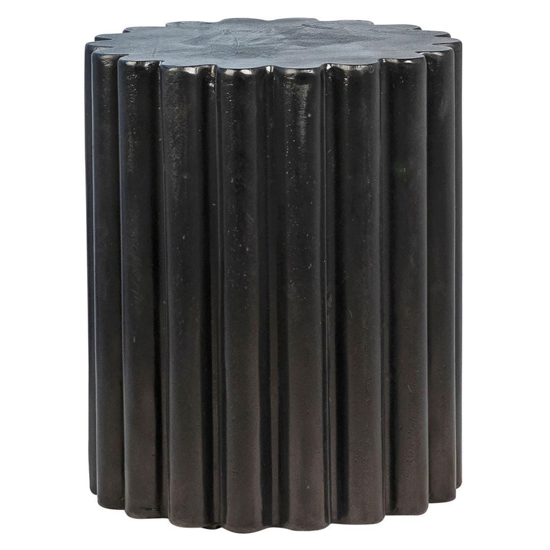 Cyrus Concrete Outdoor Side Table, Black, three-quarter studio view