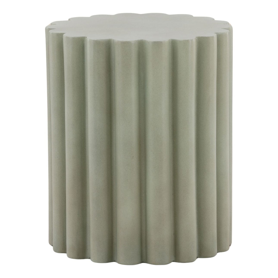 Cyrus Concrete Outdoor Side Table, Pastel Green, three-quarter studio view