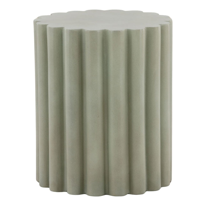 Cyrus Concrete Outdoor Side Table, Pastel Green, three-quarter studio view