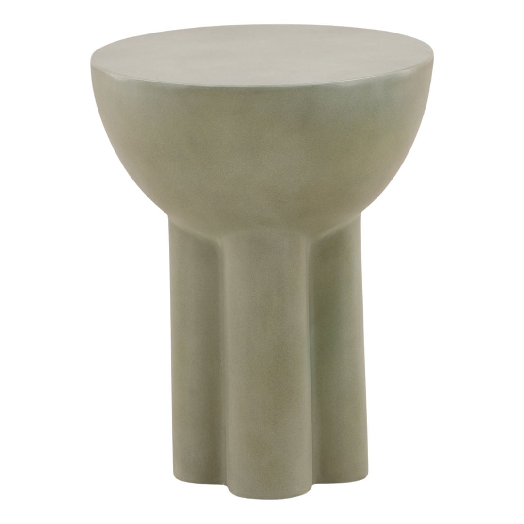 Reva Concrete Outdoor Side Table, Pastel Green, three-quarter studio view