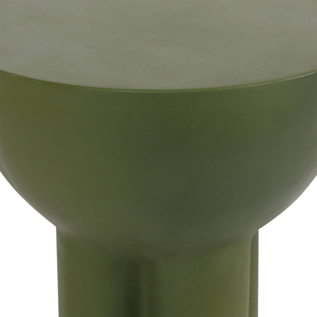 Reva Concrete Outdoor Side Table, Olive Green, detail 1 view