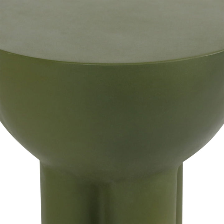 Reva Concrete Outdoor Side Table, Olive Green, detail 1 view