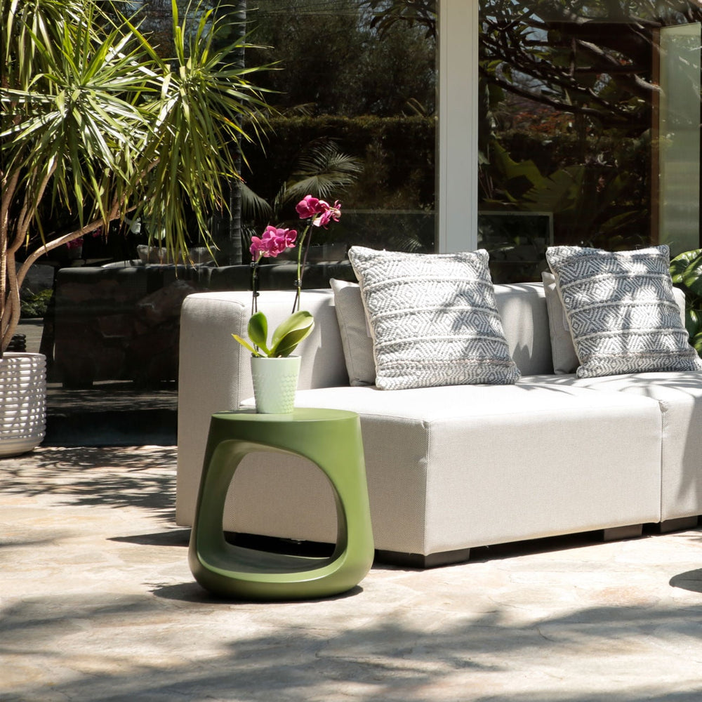 Olwen Olive Outdoor Side Table, manufacturer lifestyle setting
