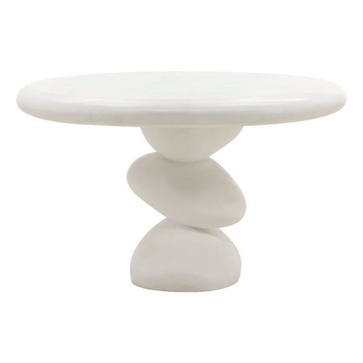 Serena White Concrete Outdoor Dining Table, three-quarter studio view