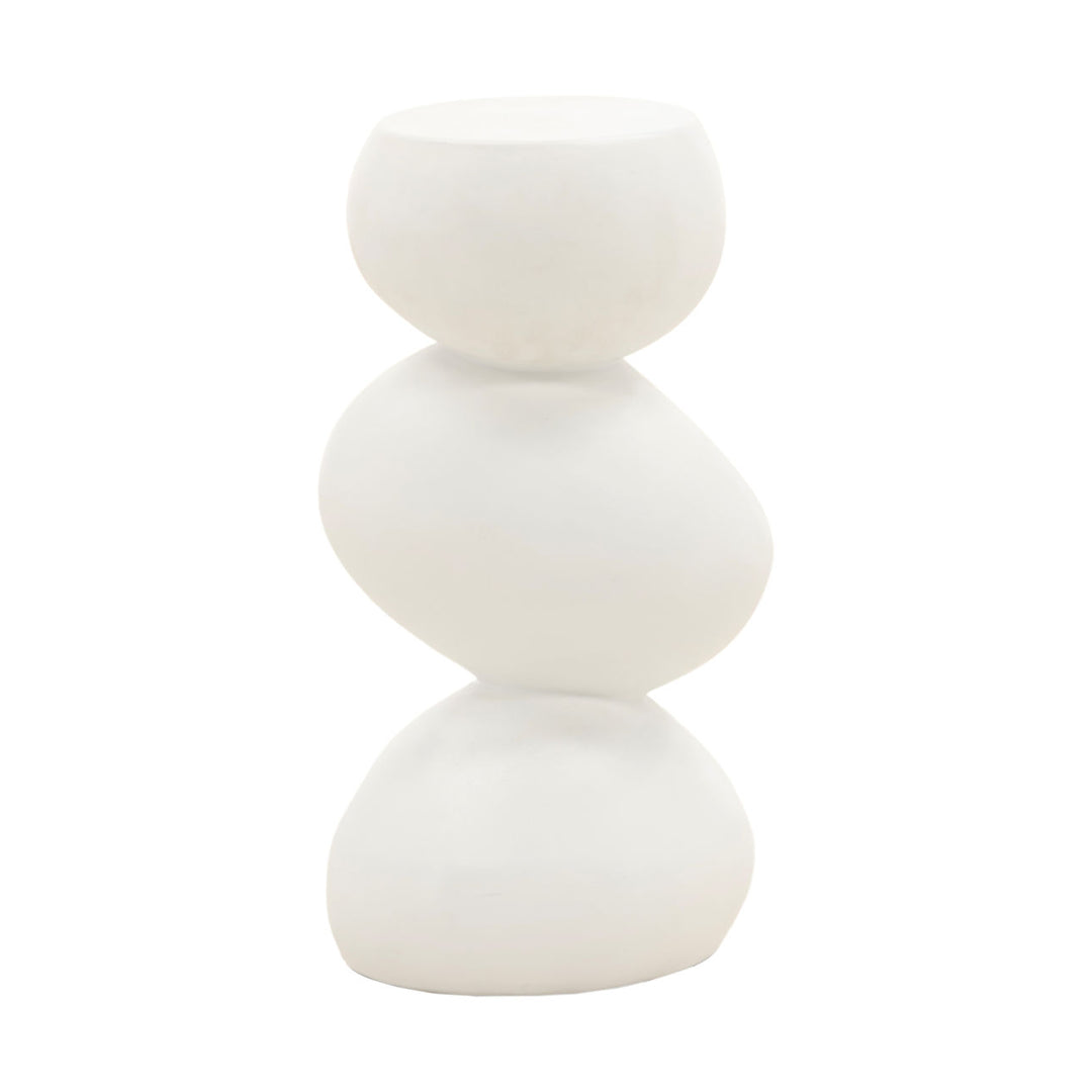 Selene White Outdoor Side Table, three-quarter studio view