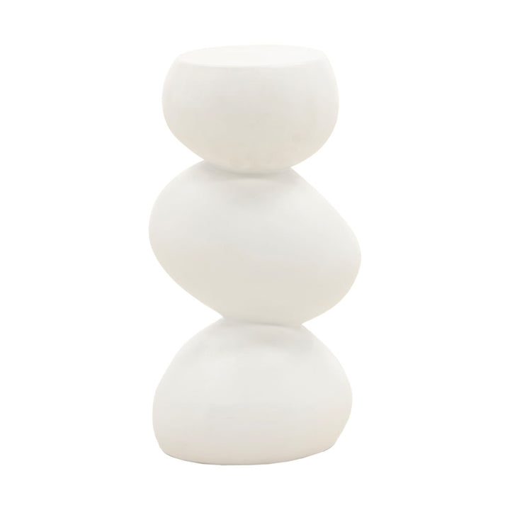 Selene White Outdoor Side Table, three-quarter studio view