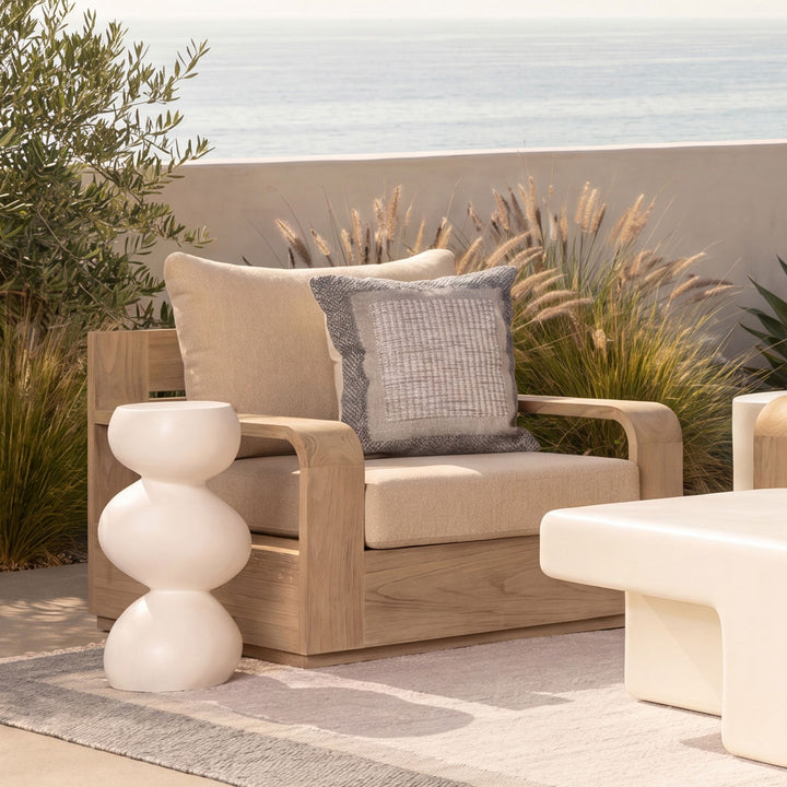 Selene White Outdoor Side Table, manufacturer lifestyle setting