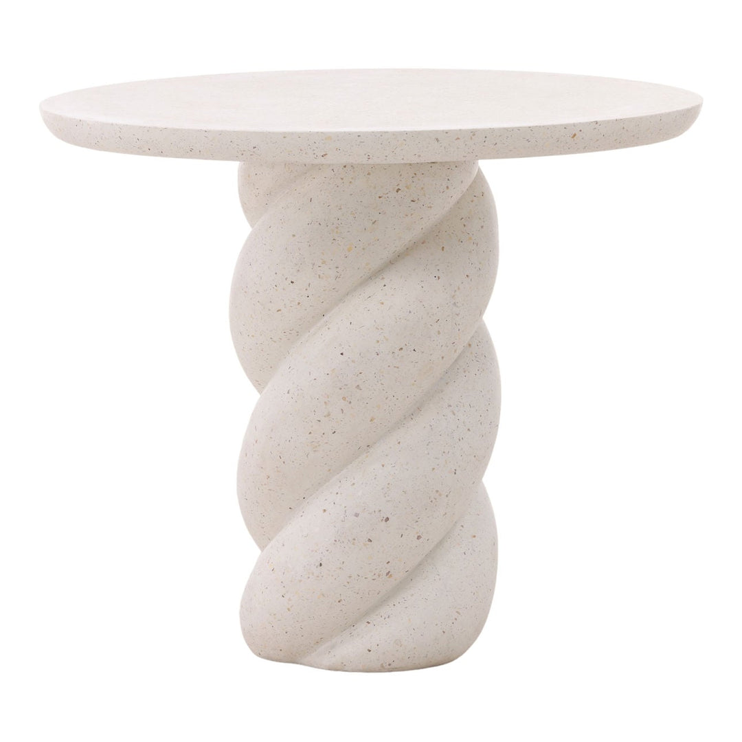 Nidelle Ivory Terrazzo Outdoor Bistro Table, three-quarter studio view